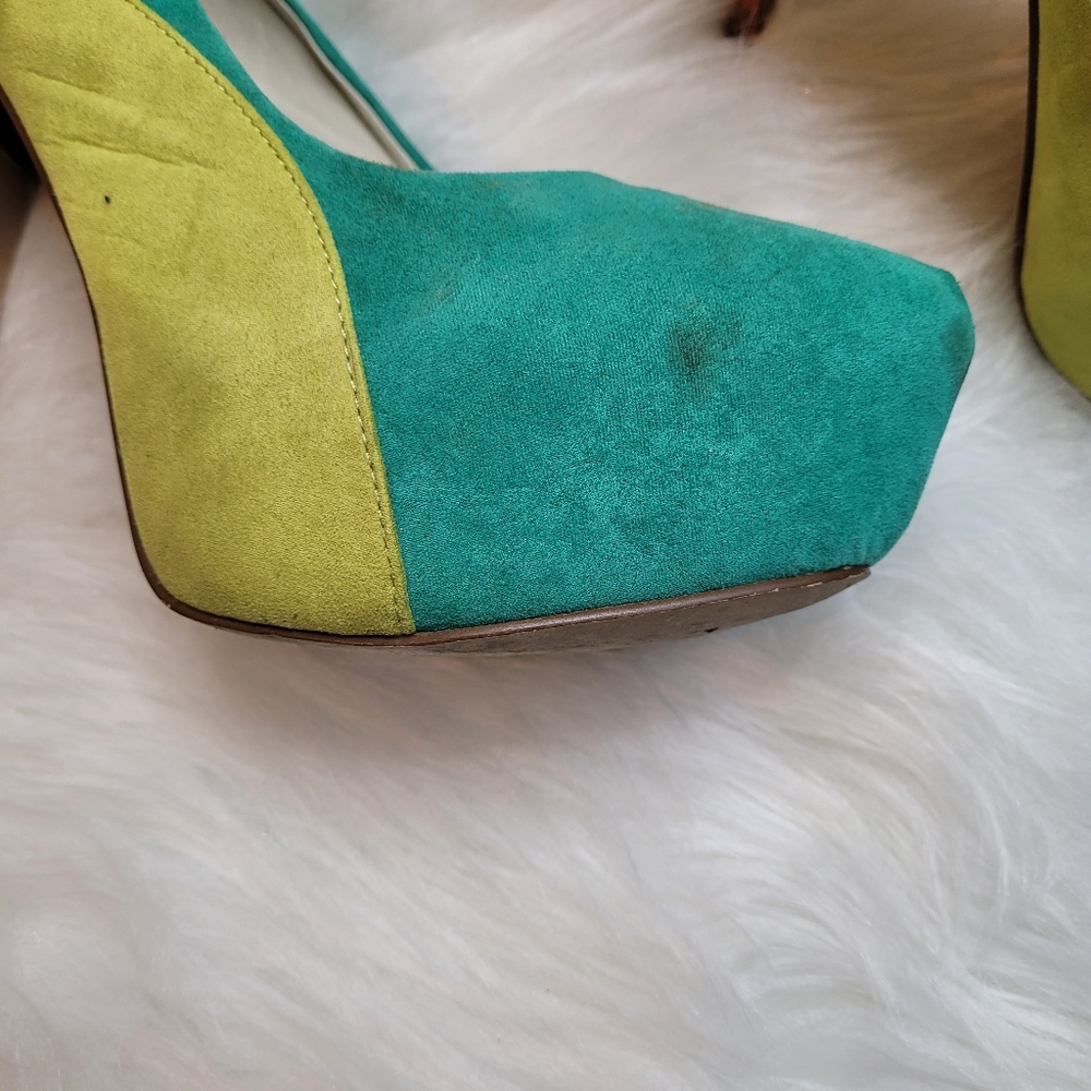 Qupid Green Orange Lime Green Six inch Heels - Picture 4 of 10